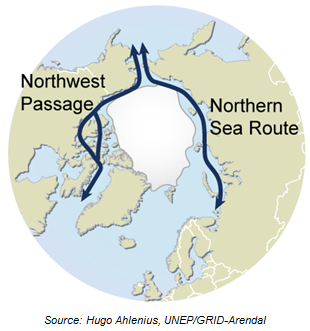 Map of the Northwest Passage. Photo Credit: Hugo Ahlenius, UNEP/GRID-Arendal