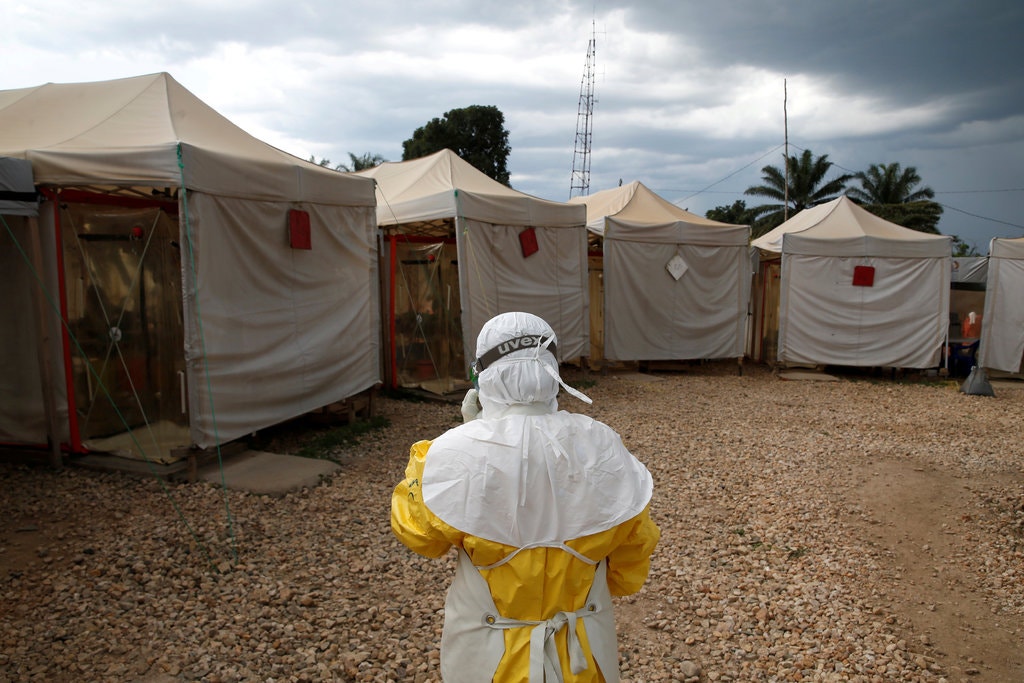 A health worker wearing Ebola protection gear at a Biosecure Emergency Care Unit treatment center in Beni, Democratic Republic of Congo.CreditCreditBaz Ratner/Reuters
